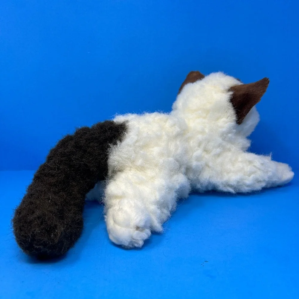 Aurora‎ 12 inch Plush Cat White Brown Siamese Blue Eyes 2015 Hand Made Indonesia